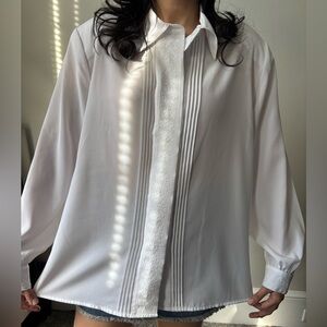 Vintage Euro Ethereal Embroidery Fairycore White ButtonDown cottagecore Top Larg